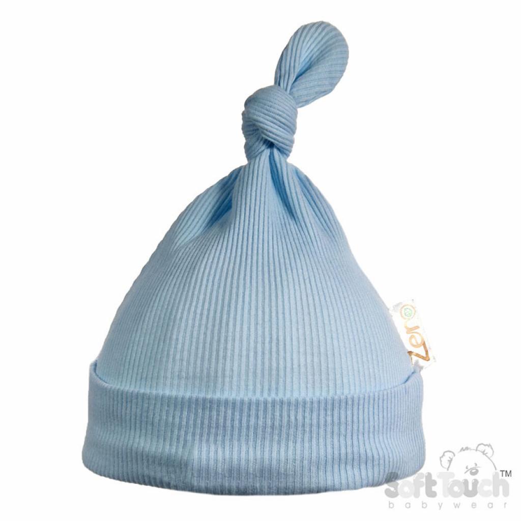 Soft Touch Zero 4H4500-B * STBH4500-B  Blue Ribbed Hat (0-6 months)