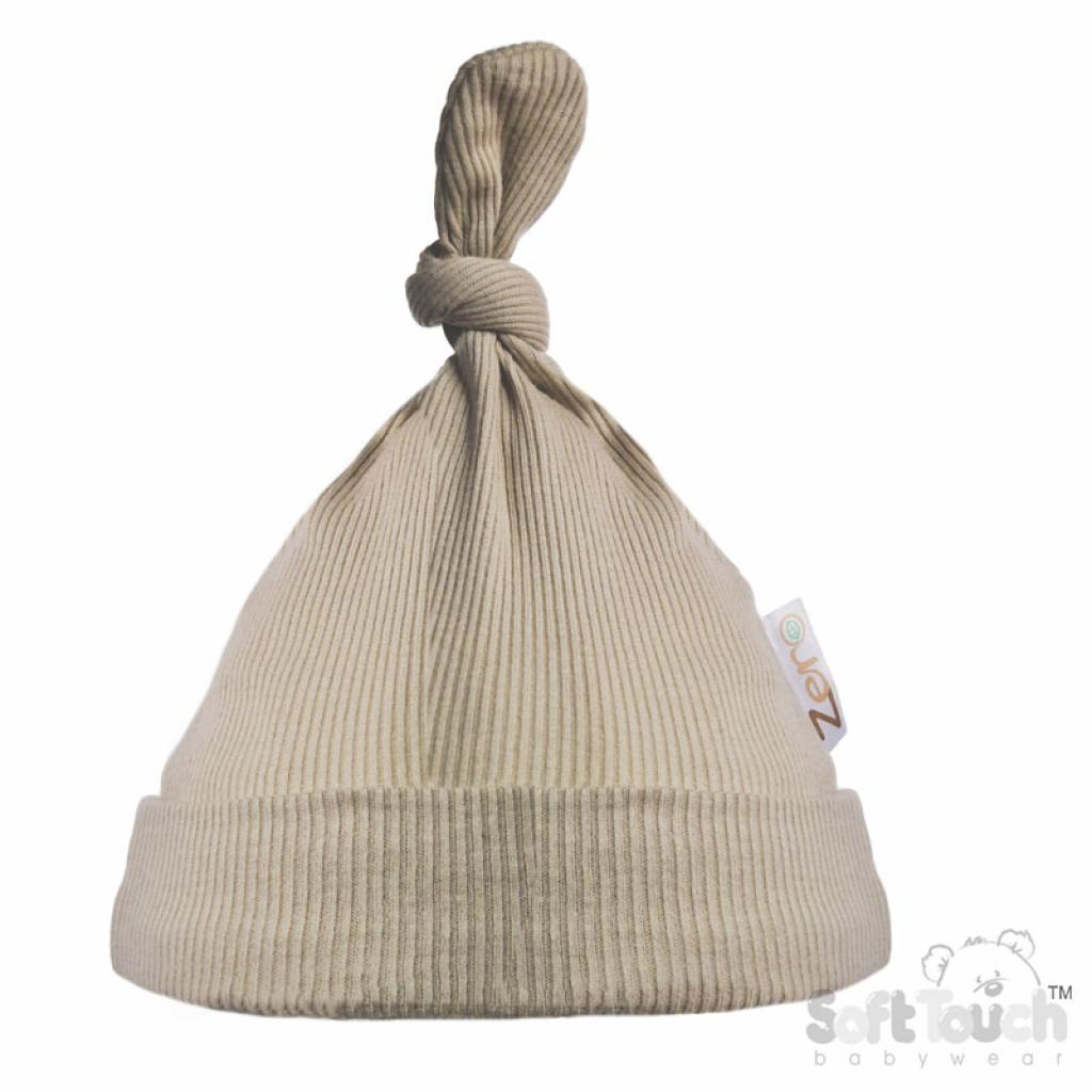 Soft Touch Zero 4H4500-B * STBH4500-Bi  Biscuit Ribbed Hat (0-6 months)
