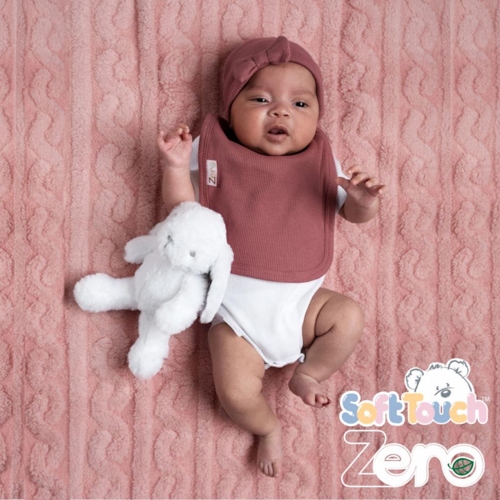Soft Touch Zero 4H4500-B * STBH4500-Dr Deco Rose Ribbed Hat (0-6 months)