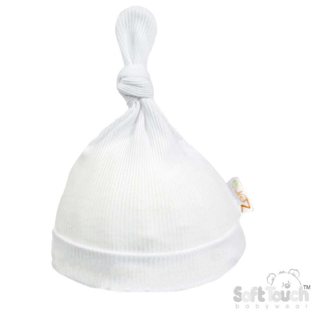 Soft Touch Zero 4H4500-SG * STBH4500-W White Ribbed Hat (0-6 months)