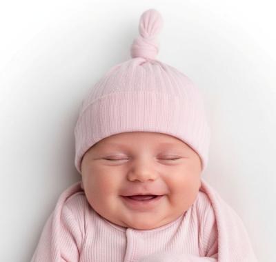 STBH4600-DP  Dusky Pink Ribbed Hat  (0-6 months)
