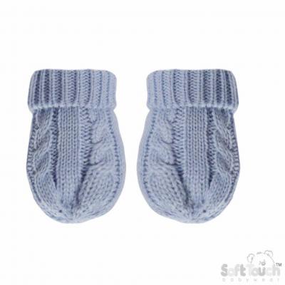 STBM12-B-SM Cable Mittens Sky (NB-12 months)
