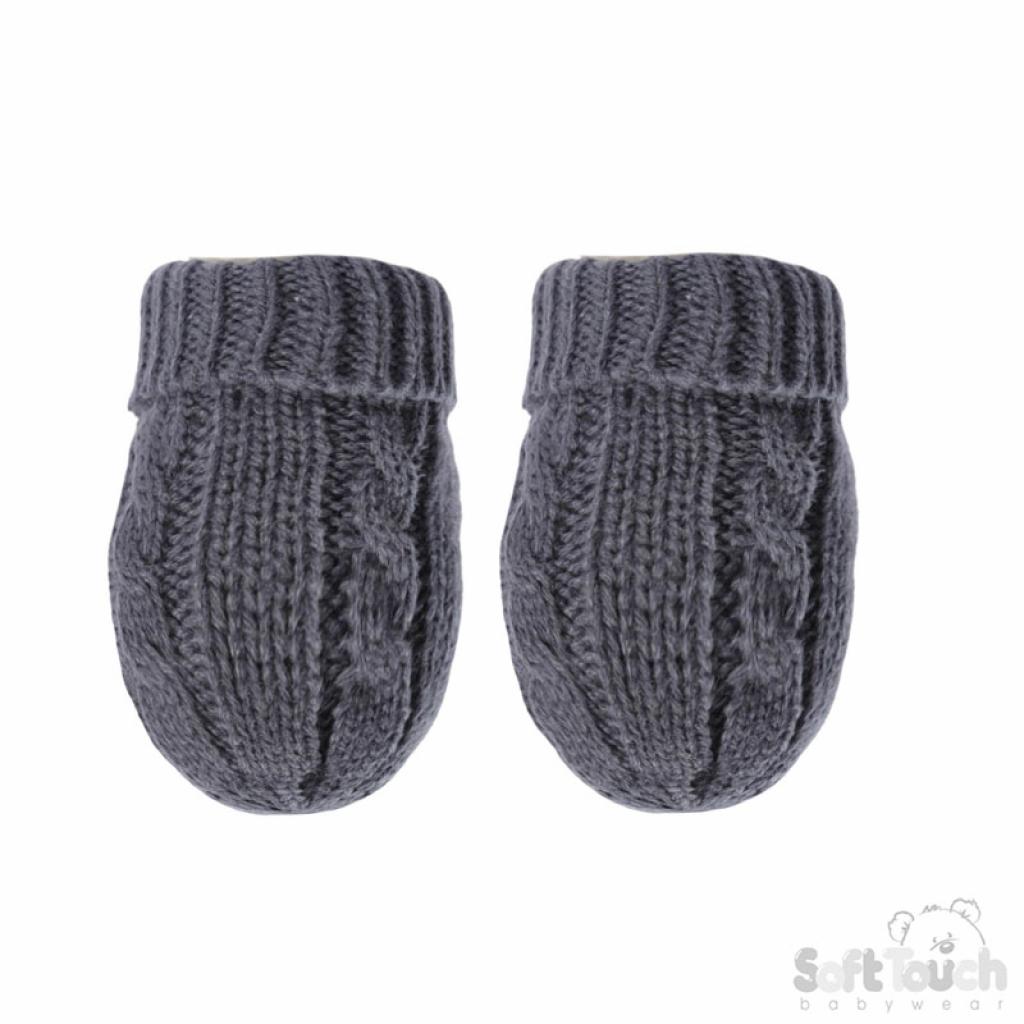 Soft Touch 4BM12-SB-SM 5023797310638 STBM12-SB-SM Steel Blue Cable Mittens (NB-12 months)