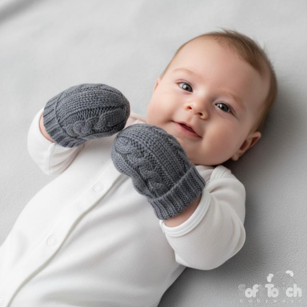 Soft Touch 4BM12-SB-SM 5023797310638 STBM12-SB-S Steel Blue Cable Mittens (NB-12 months)