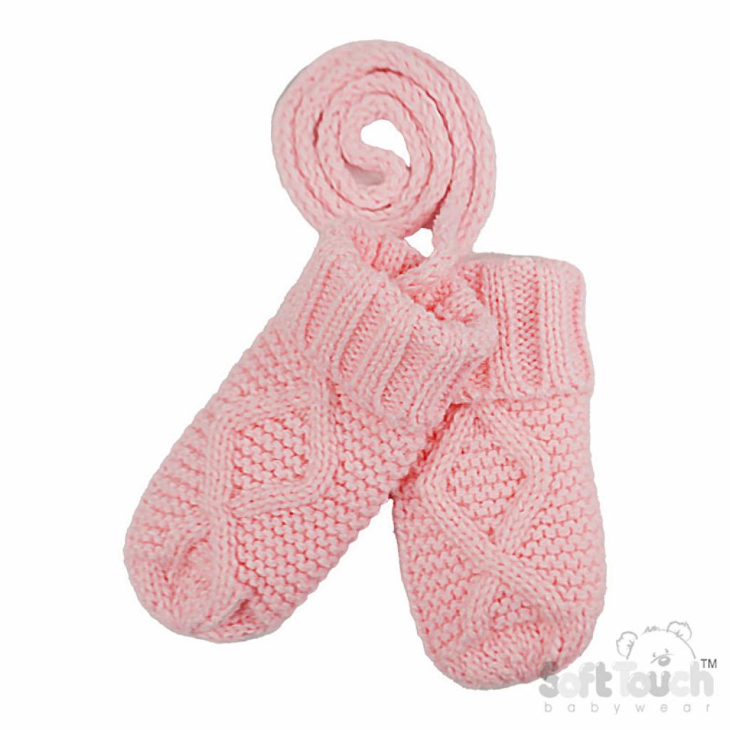 Soft Touch   STBM14-Bp Pink Chain Mittens (NB-12 months)