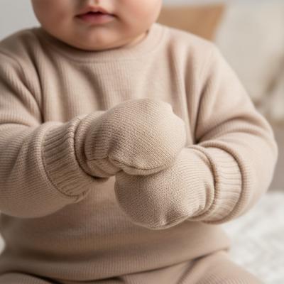 STBM704-C-Bi  Brushed Cotton Mittens Biscuit (NB-12 months)