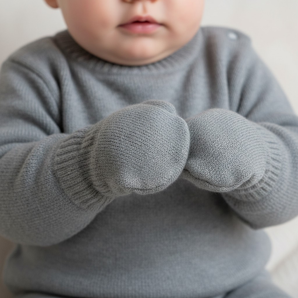 Soft Touch  5023797314063 STBM704-C-SG Sage Green Brushed Cotton Mittens (NB-12 months)