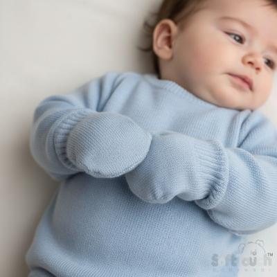 STBM704-C-B  Brushed Cotton Mittens Sky  (NB-12 months)