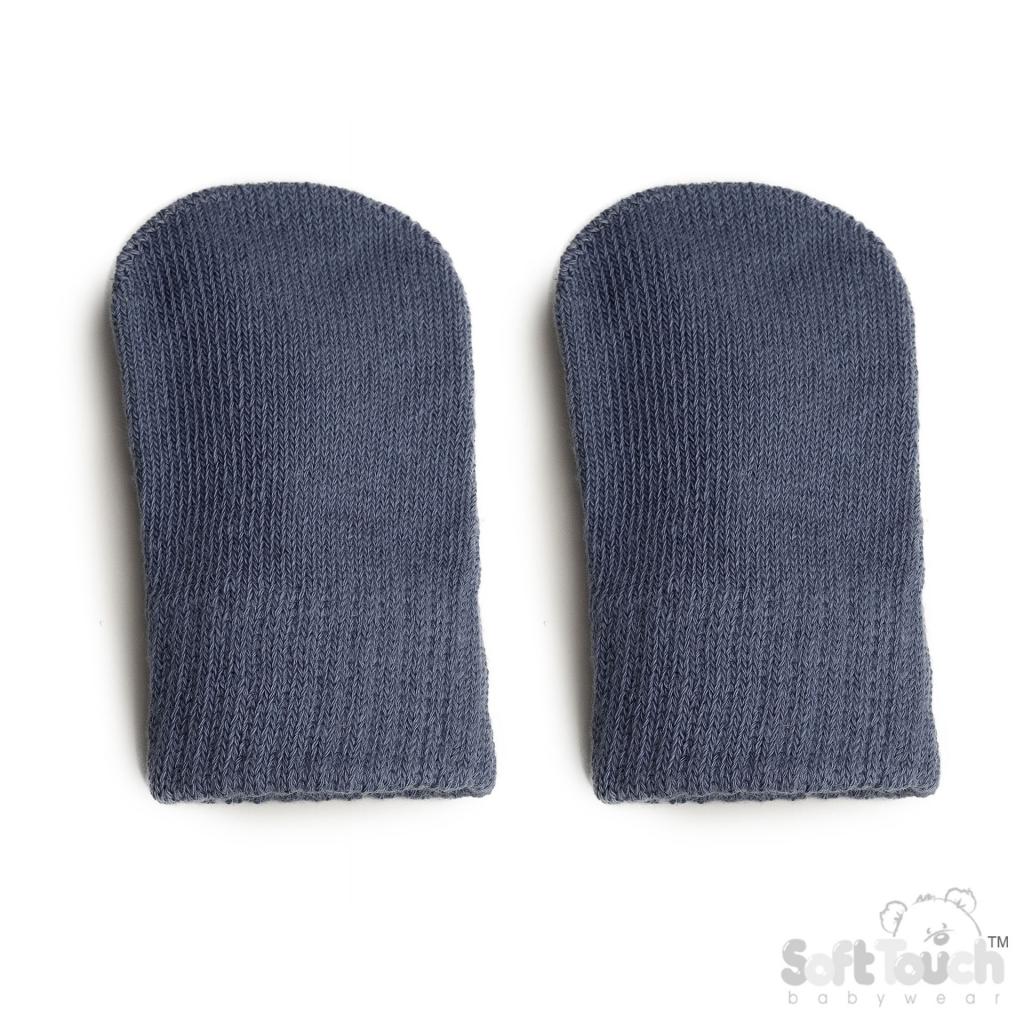 Soft Touch  5023797314070 STBM704-C-DB Brushed Cotton Mittens Dusky Blue(NB-12 months)