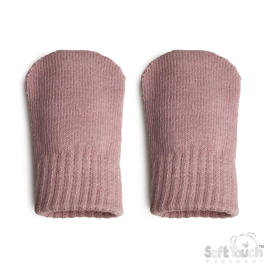 Soft Touch  5023797314070 STBM704-C-DP Brushed Cotton Mittens Dusky Pink(NB-12 months)