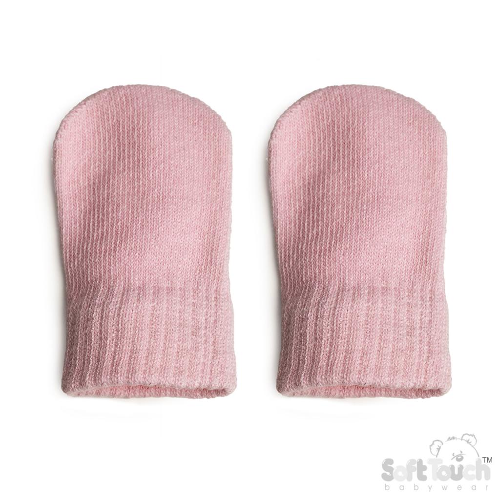 Soft Touch  5023797313905 STBM704-C-P Brushed Cotton Mittens Pink(NB-12 months)