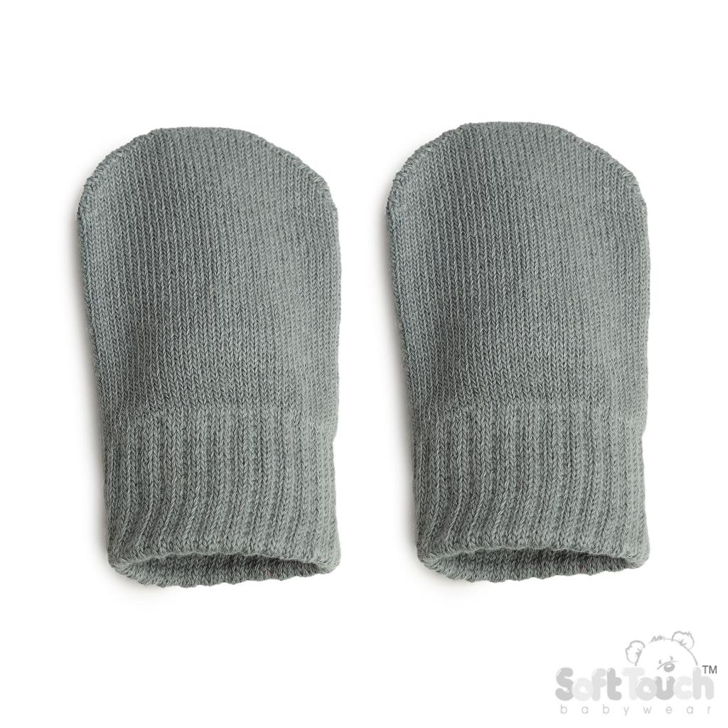 Soft Touch  5023797314063 STBM704-C-SG Sage Green Brushed Cotton Mittens (NB-12 months)