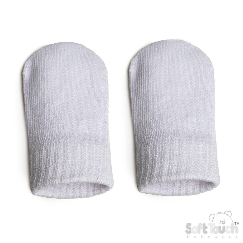 Soft Touch  5023797313899 STBM704-C-W Brushed Cotton Mittens White(NB-12 months)