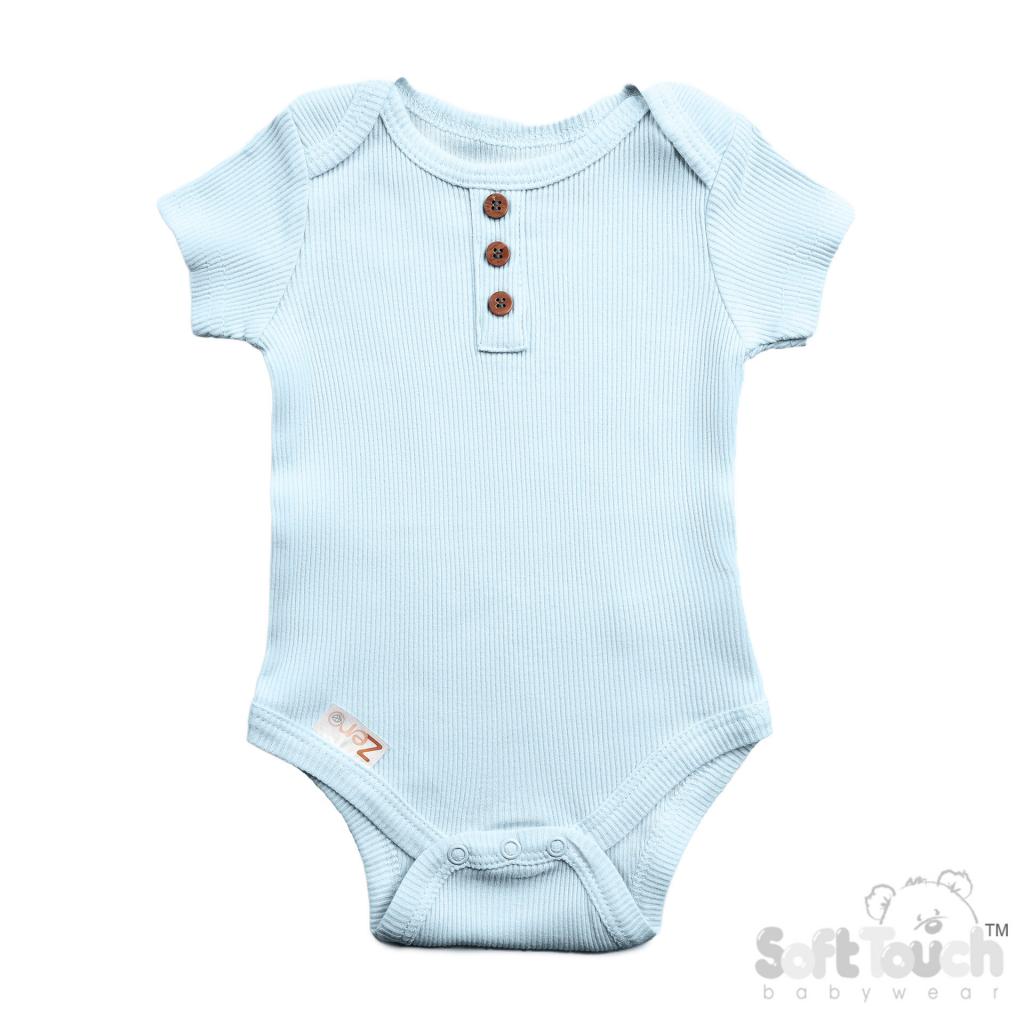 Soft Touch Zero 4BS4500-B * STBS4500-Bl  Blue Ribbed Bodysuit ( Newborn - 3 months)