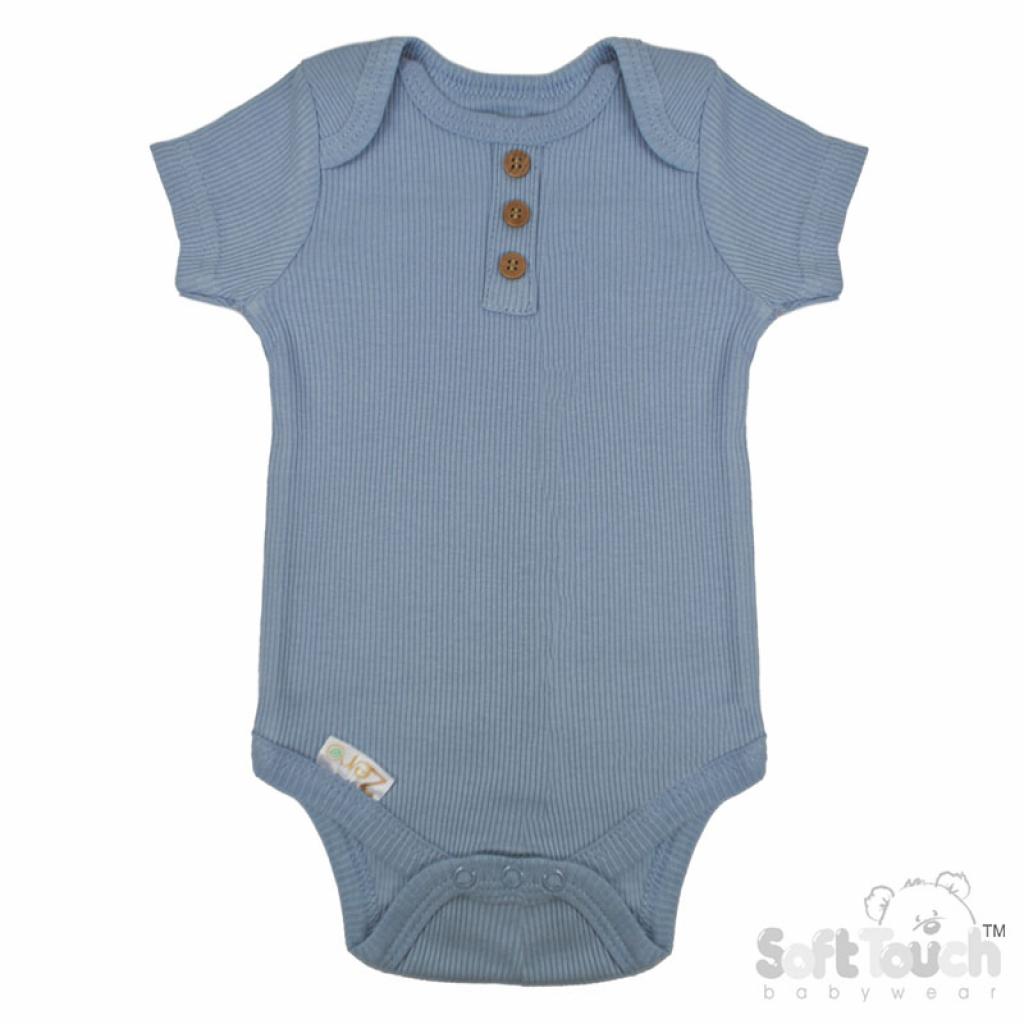 Soft Touch Zero 4BS4500-Bi * STBS4500-DB  Dusty Blue Ribbed Bodysuit (Newborn - 3 months)