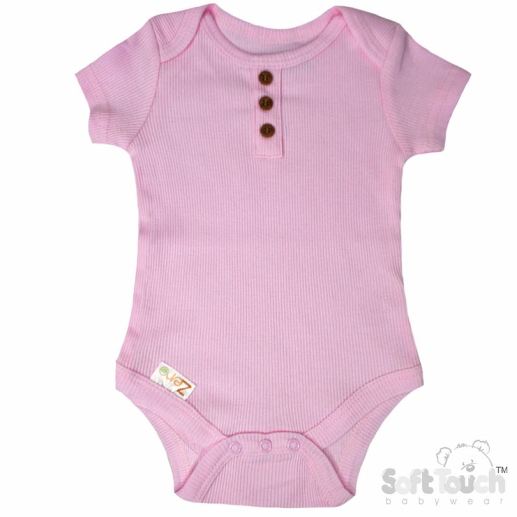 Soft Touch Zero 4BS4500-Bi * STBS4500-P Pink Ribbed Bodysuit (Newborn - 3 months)