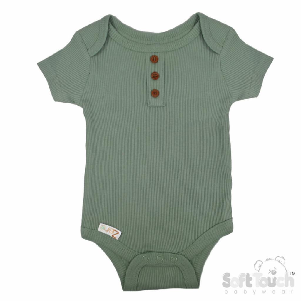 Soft Touch Zero 4BS4500-SG * STBS4500-SG Sage Green Ribbed Bodysuit (Newborn - 3 months)
