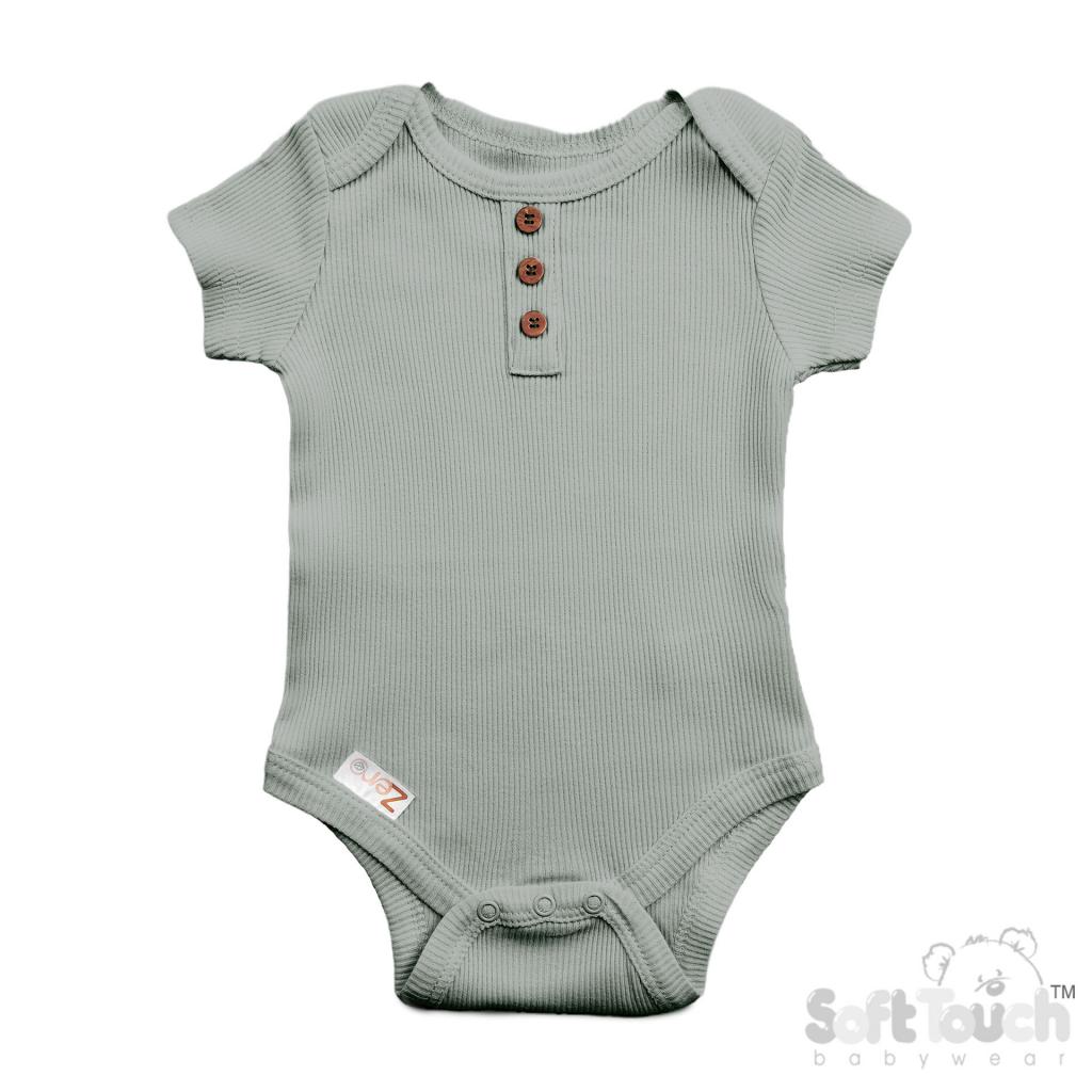 Soft Touch Zero 4BS4500-SG * STBS4500-SG Sage Green Ribbed Bodysuit (Newborn - 3 months)