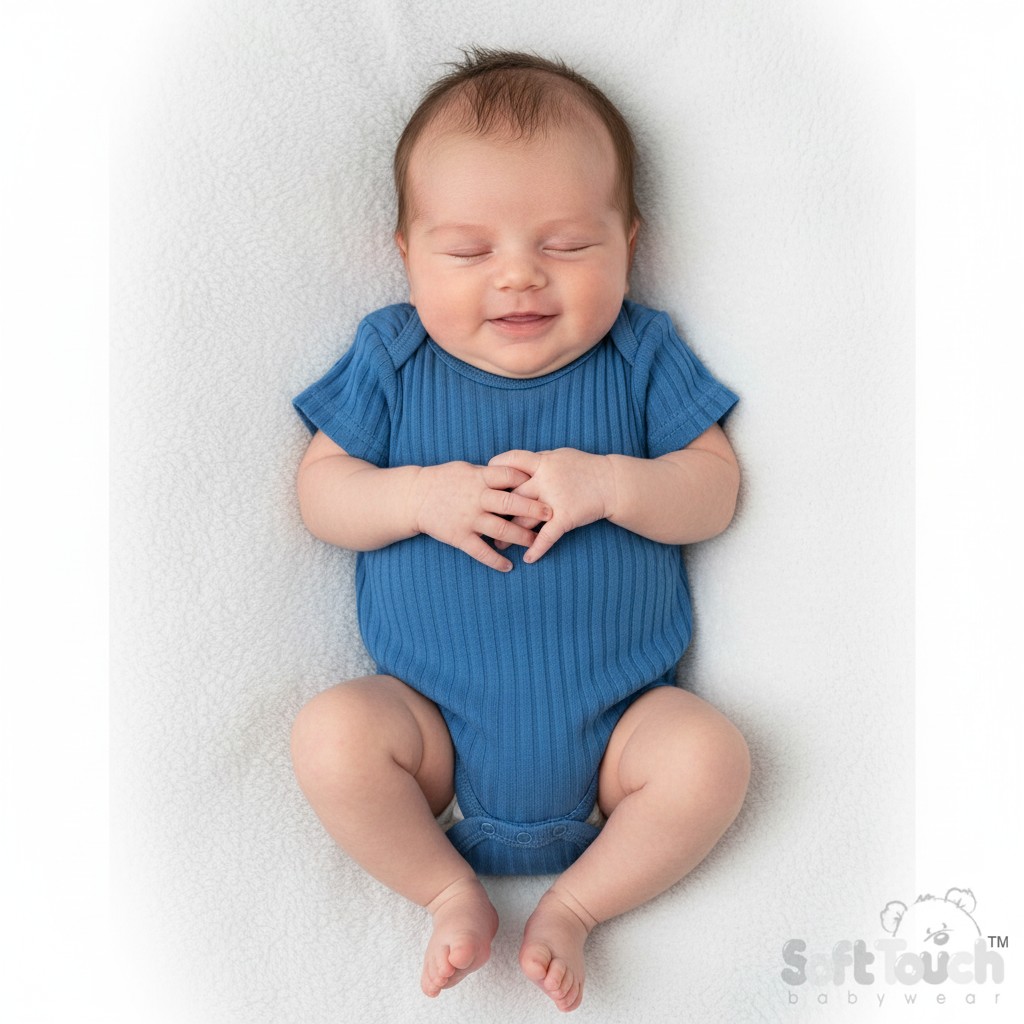 Soft Touch Zero 4BS4600-AZ-0-3 5023797201929 STBS4600-Az Azure Blue Ribbed Bodysuit ( Newborn - 3 months)