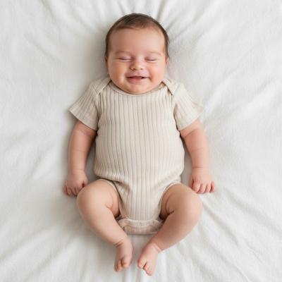 STBS4600-Bi-03  Biscuit Ribbed Bodysuit  ( Newborn - 3 months)
