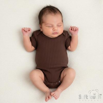 STBS4600-CH-03  Chocolate Ribbed Bodysuit  ( Newborn - 3 months)