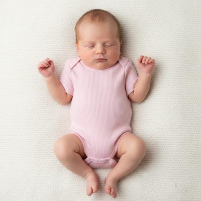 STBS4600-DP-03  Dusky Pink Ribbed Bodysuit  ( Newborn - 3 months)