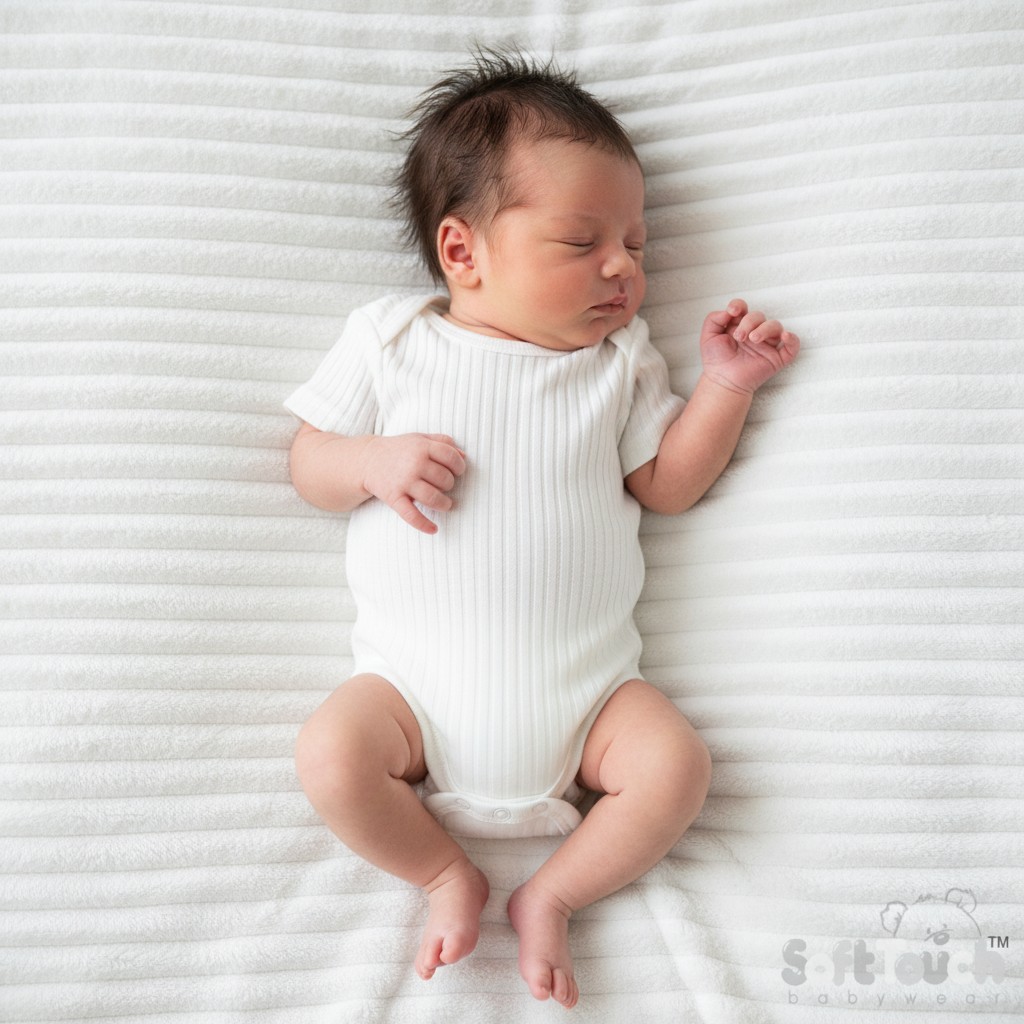 Soft Touch 4BS4600-MA-0-3 5023797201967 STBS4600-MA-03 Marshmallow Ribbed Bodysuit ( Newborn - 3 months)
