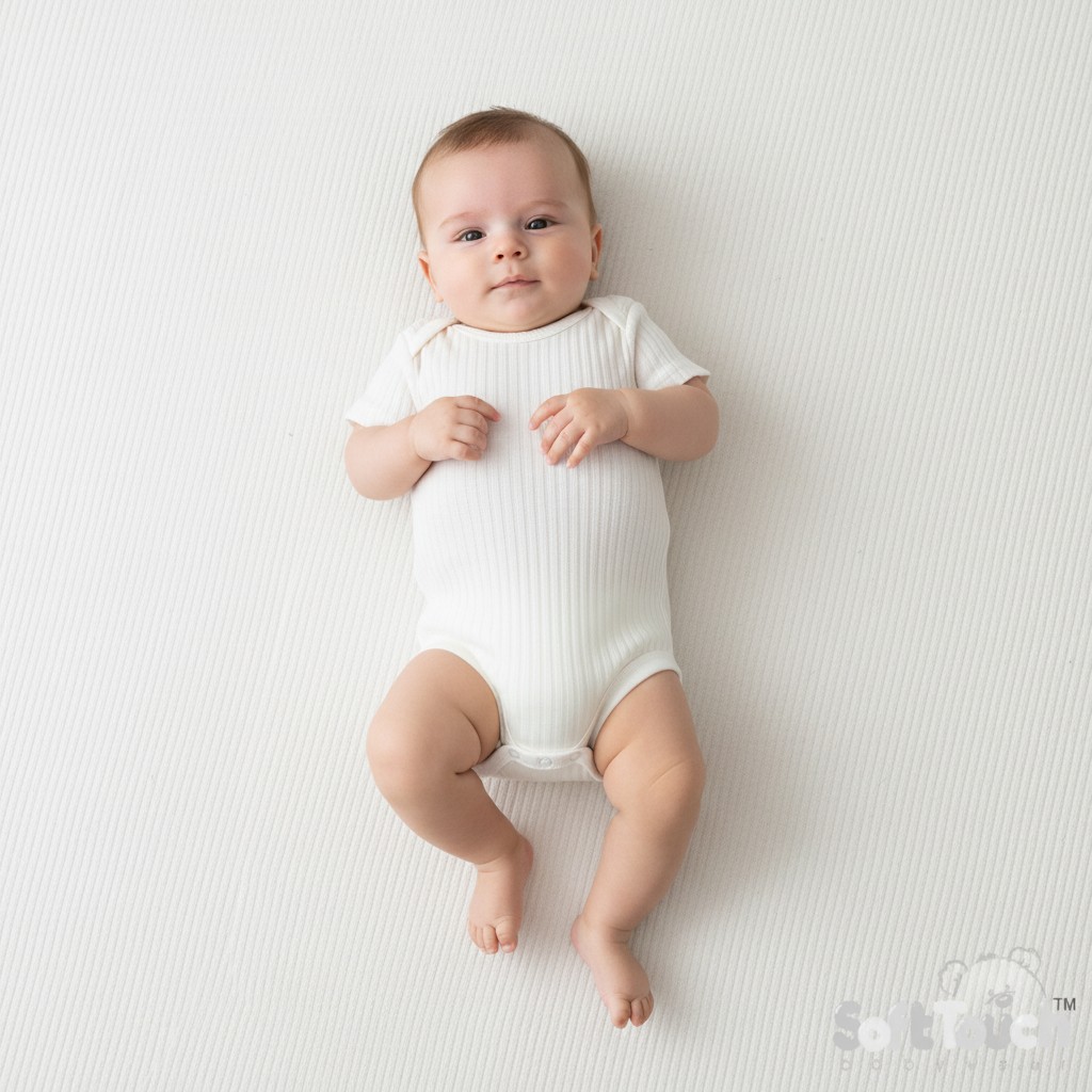 Soft Touch 4BS4600-MA-3-6 5023797201998 STBS4600-MA-36 Marshmallow Ribbed Bodysuit ( 3-6 months)