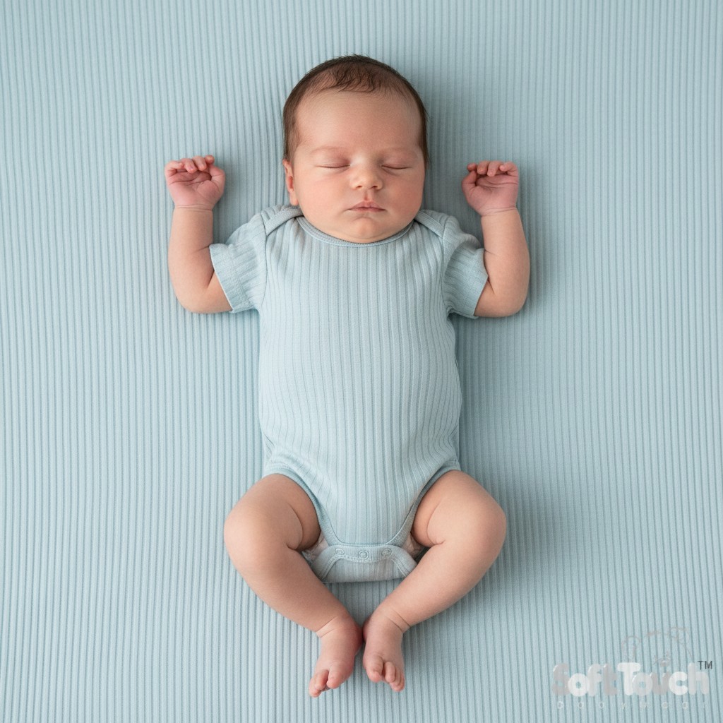 Soft Touch 4BS4600-SG-0-3 5023797201974 STBS4600-SG-03 Sage Green Ribbed Bodysuit ( Newborn - 3 months)