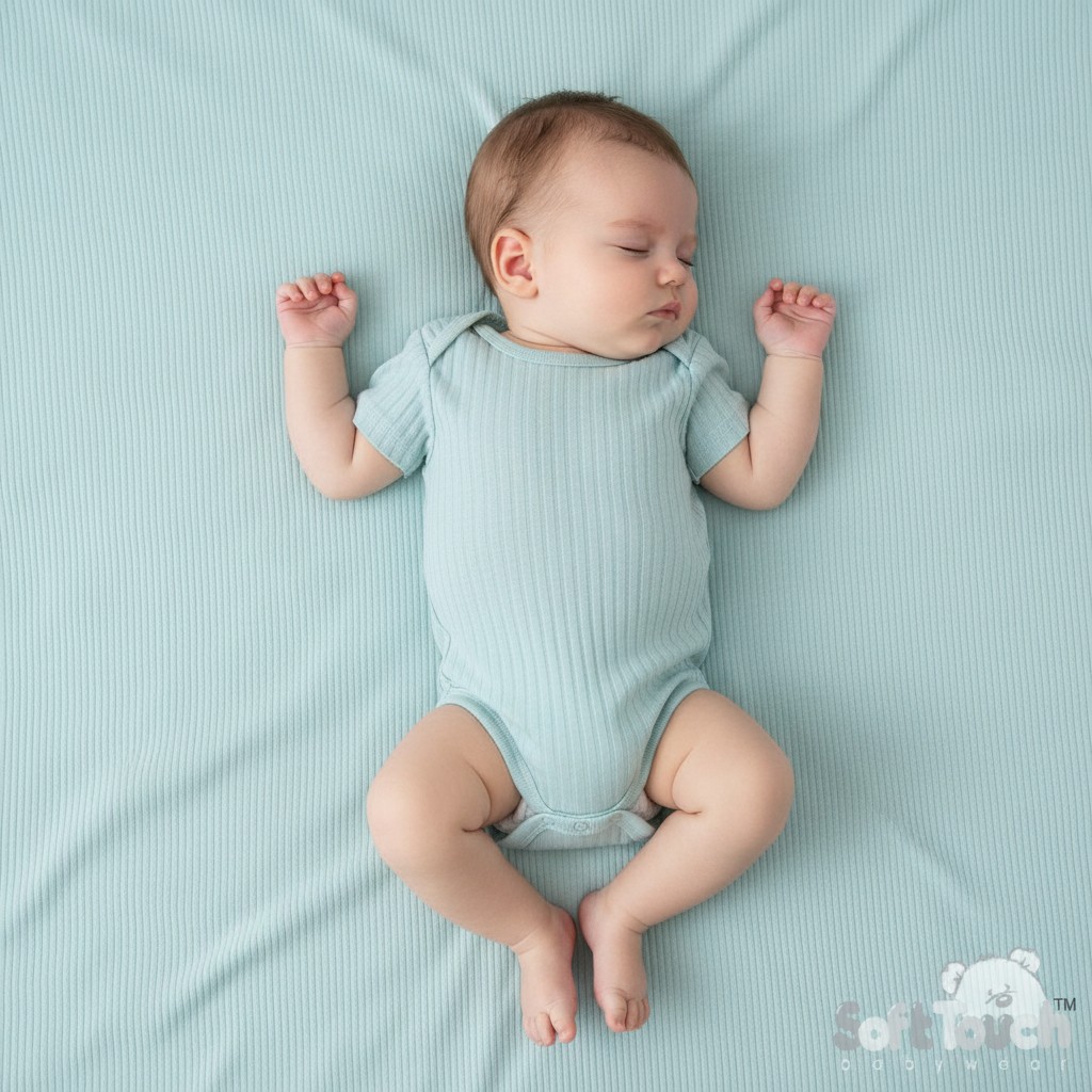 Soft Touch 4BS4600-SG-3-6 5023797202001 STBS4600-SG-36 Sage Green Ribbed Bodysuit ( 3-6 months)