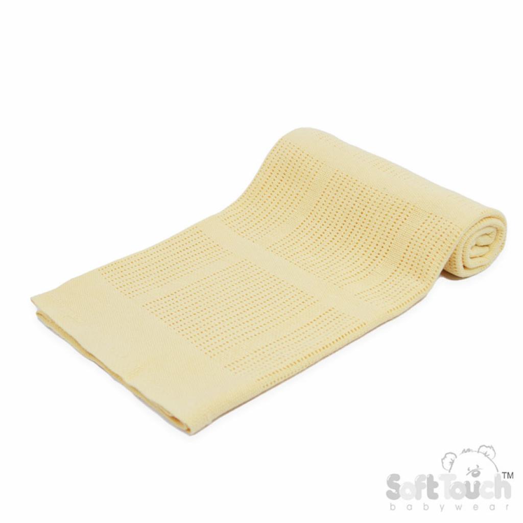 Soft Touch 4CBP51-BP-W 5023797307287 STCBP51-BP-LEM Lemon Yellow Cotton cellular blanket