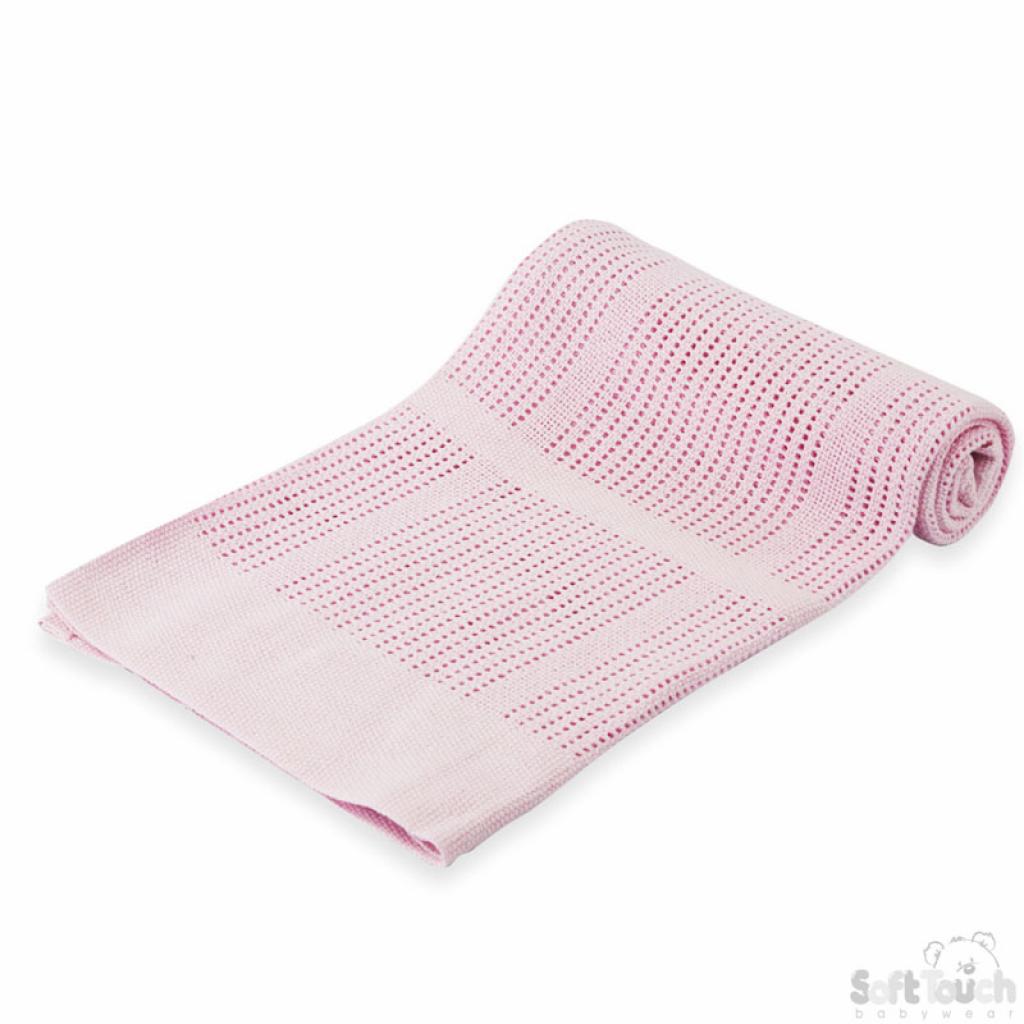 Soft Touch 4CBP51-BP-W 5023797307287 STCBP51-BP-P Pink Cotton cellular blanket