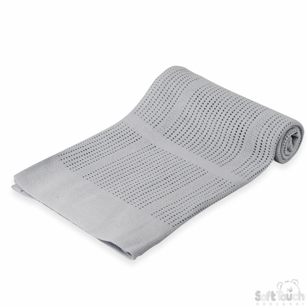 Soft Touch 4CBP51-BP-G 5023797307287 STCBP51-G Grey Cotton cellular blanket