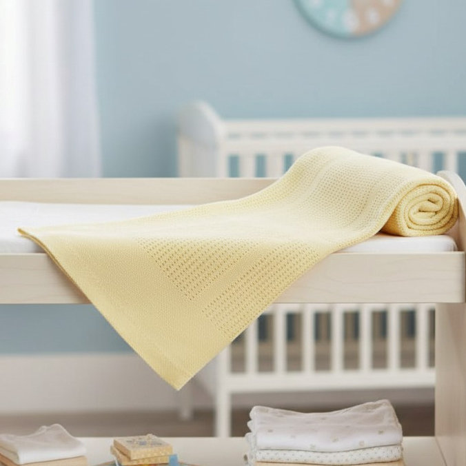 Soft Touch 4CBP51-BP-W 5023797307287 STCBP51-LEM Lemon Yellow Cotton cellular blanket