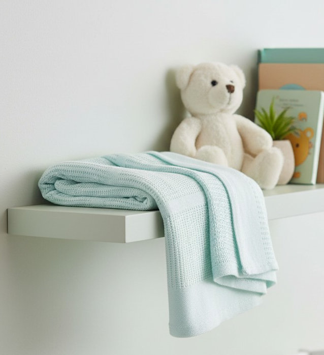 Soft Touch 4CBP51-BP-W 5023797307287 STCBP51-MIN Green Cotton cellular blanket