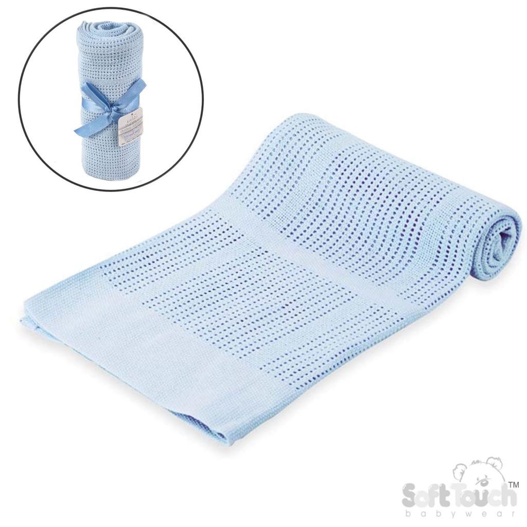 Soft Touch 4CBP51-BP-B 5023797315237 STCBP51-B Sky Cotton cellular blanket