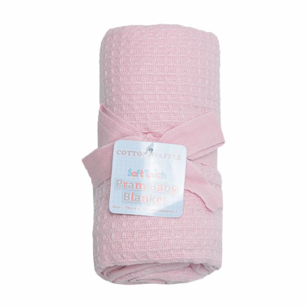 Soft Touch 4CBP751-BP-P 5023797307294 STCBP75-BP-P Pink Waffle Cotton Blanket