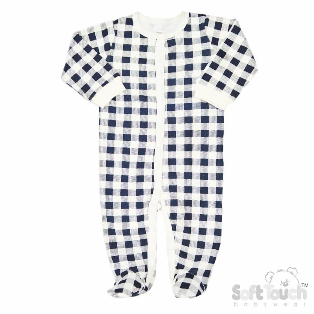 Soft Touch 4CC09-SS-36 5023797311024 STCC09-SS-3-6 Navy Check Sleepsuit(3-6m)
