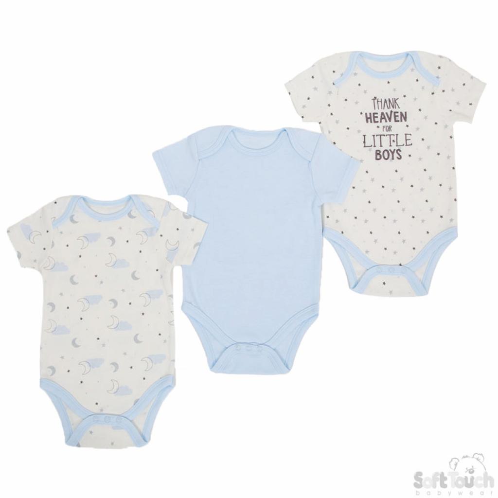 Soft Touch  5023797308628 STCC102-BS  Triple pack Assorted bodysuits ( Nb-9 months)