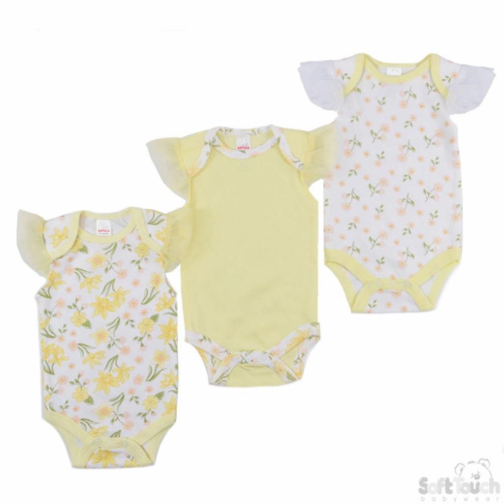 Soft Touch  5023797308932 STCC203-BS Triple pack Assorted bodysuits (single  0-3  months)