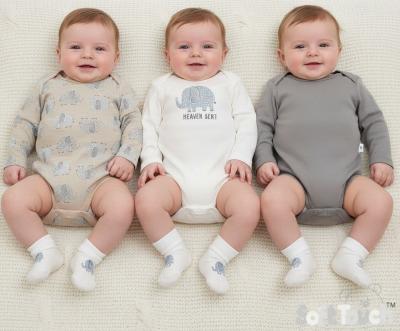 STCC213BS  Elephant Triple pack Assorted bodysuits  ( 0-6 months)