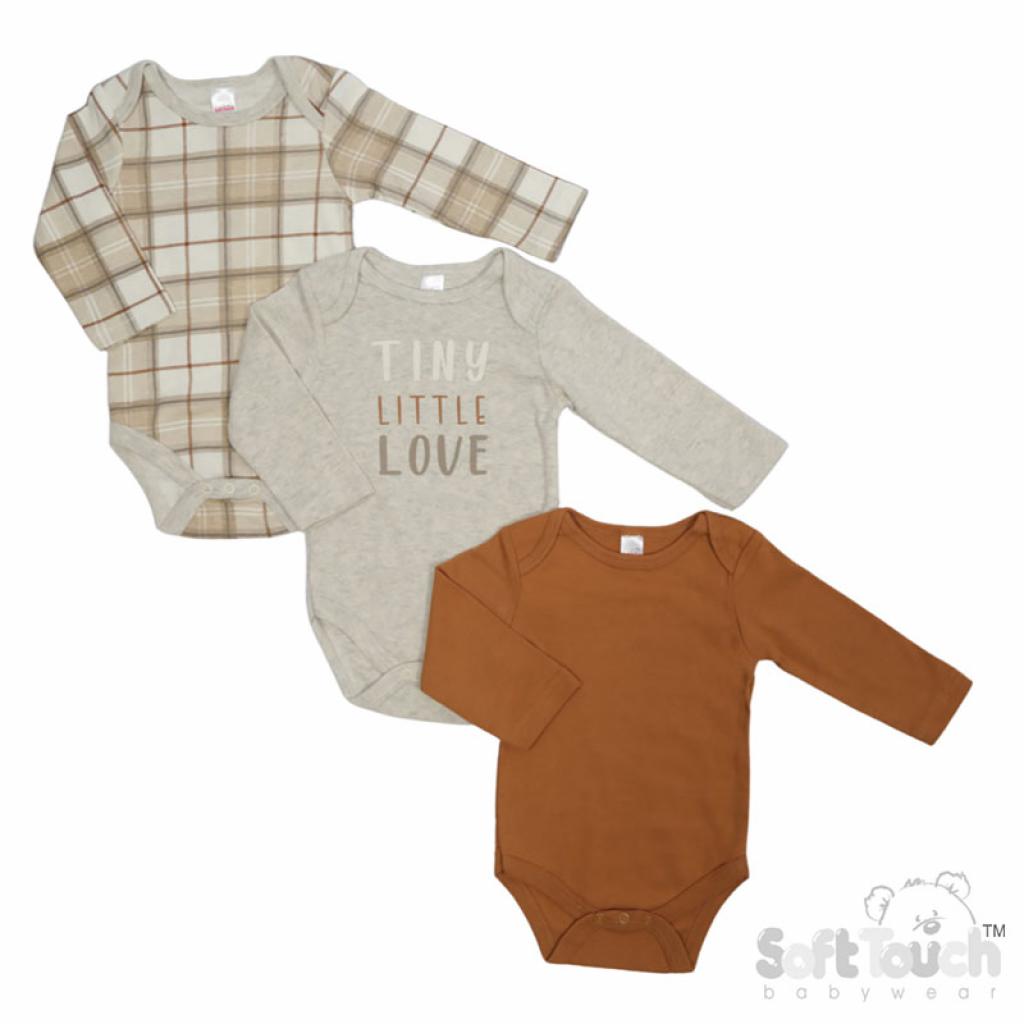 Soft Touch 4CC214-BS 5023797310249 STCC214-BS Check Triple pack Assorted bodysuits ( 0-6 months)