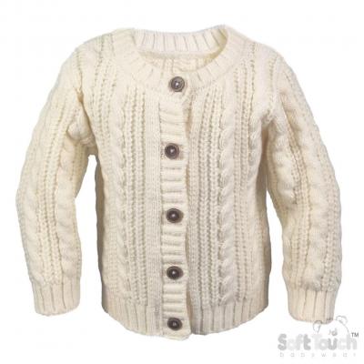 Soft Touch 4CD16-Cr 5023797315602 STCD16Cr Cream Cable Cardigan with Wooden Buttons (0-12m)