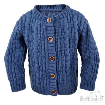 Soft Touch 4CD16-SB 5023797315619 STCD16SB Steel Cable Cardigan with Wooden Buttons (0-12m)