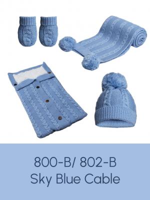 Soft Touch Zero 4ABP12-B 5023797313547 STEABP800-B Sky Zero Cable Knit Wrap with Pom Poms