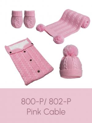 Soft Touch Zero EABP800 5023797313530 STEABP800-P Pink Zero Cable Knit Wrap with Pom Poms