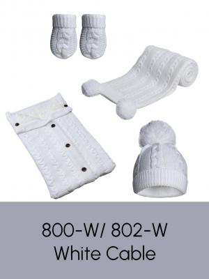Soft Touch Zero EABP800 5023797313585 STEABP800-W White Zero Cable Knit Wrap with Pom Poms
