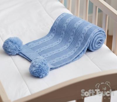 STEABP800-B  Sky Zero Cable Knit Wrap with Pom Poms 