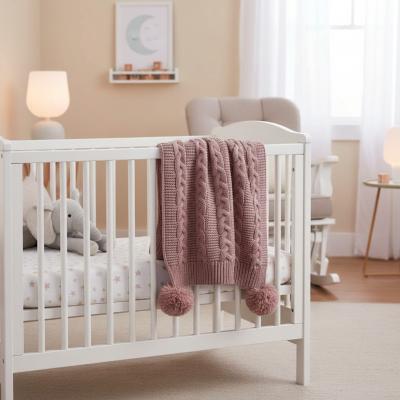 STEABP800DP Dusky Pink Zero Cable Knit Wrap with Pom Poms