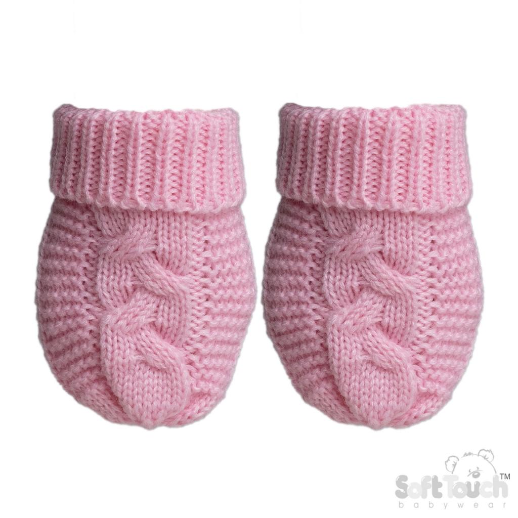 Soft Touch Zero EBM800 5023797313448 STEBM800-P Pink "Zero" Cable Mittens (NB-12 months)